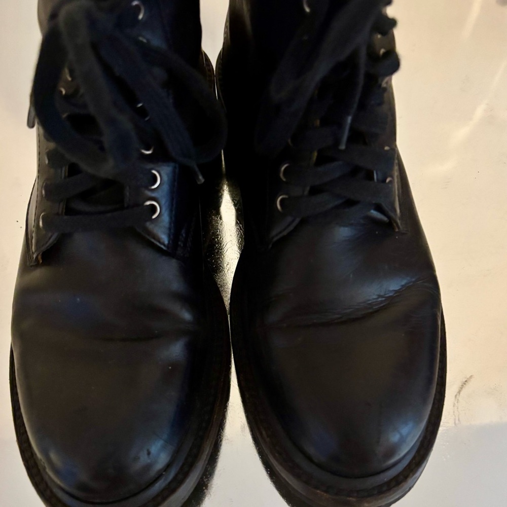 Women’s Frye Alice Black Leather Combat Boots - Picture 11 of 14